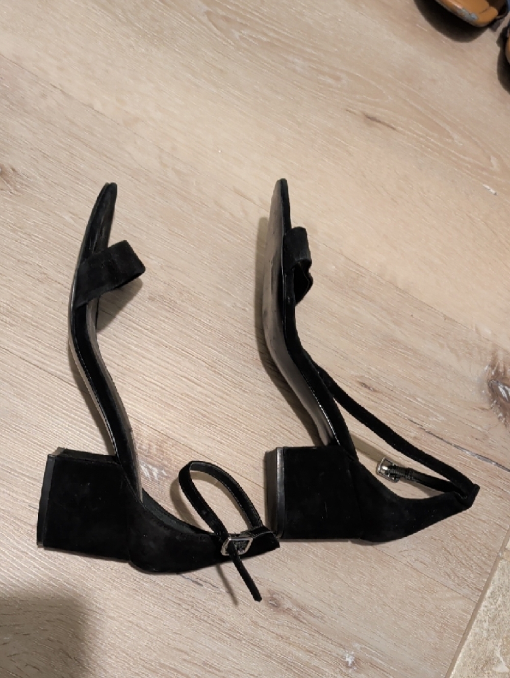 Steve Madden Black Suede Ankle Strap Heels